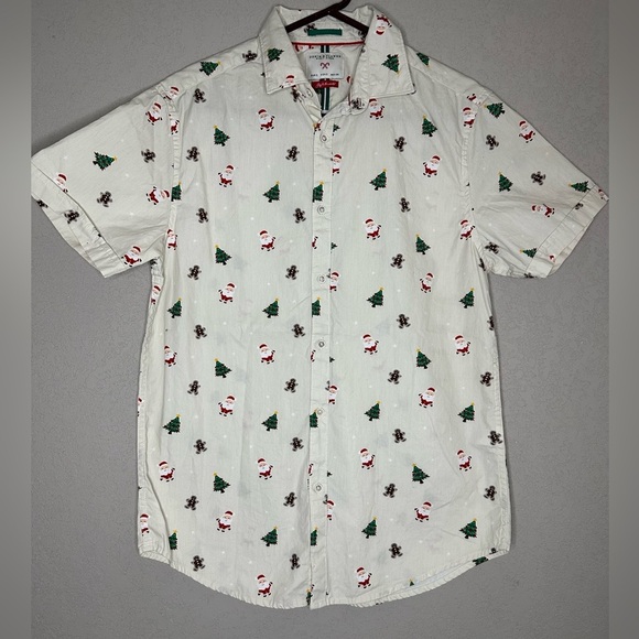 Denim And Flower Men’s Short Sleeve Button Down Curved Hem Shirt Size S - Picture 1 of 10